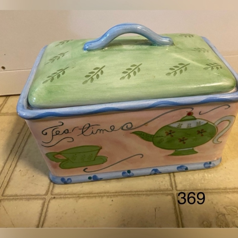 Bowring  hand painted Tea Time Ceramic tea box